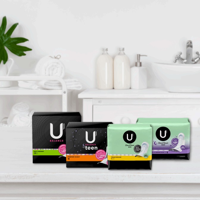 U by Kotex Teen Ultra Thin Unscented Overnight Feminine Pads with