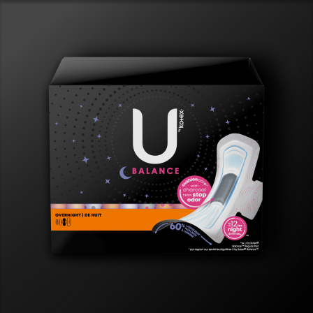 U by Kotex Clean & Secure Overnight Pads With Wings 14 Count
