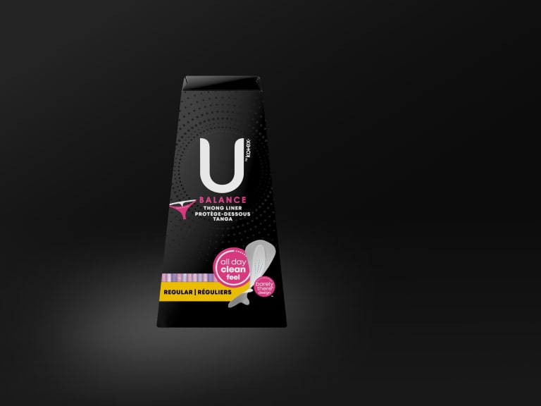 U by Kotex Balance Daily Wrapped Thong Panty Liners, Light, Regular, 50 Ct