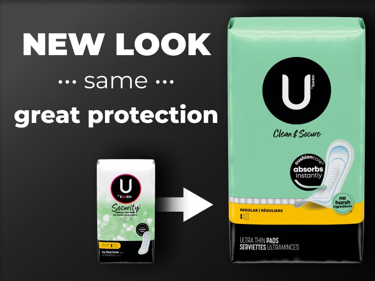 U by Kotex Clean & Secure Ultra Thin Pads, Regular Absorbency