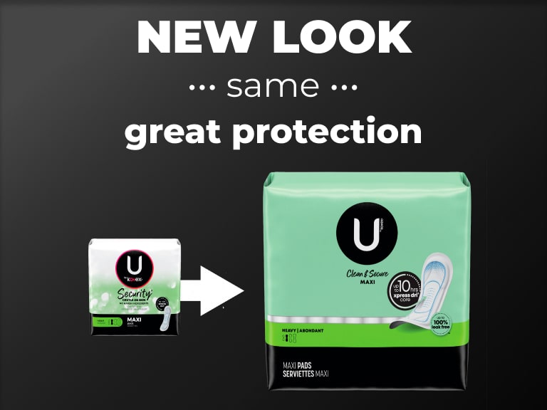 U by Kotex Clean & Secure Overnight Maxi Pads with Wings