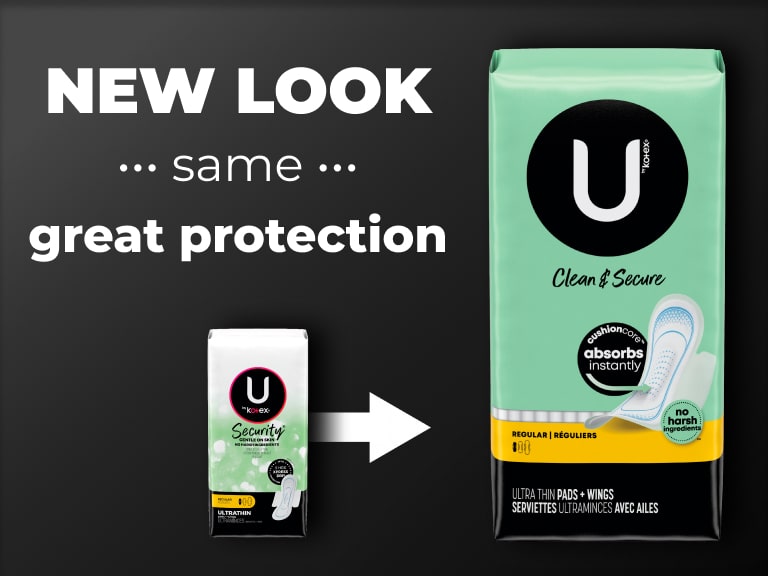 U by Kotex Clean & Secure Ultra Thin Pads with Wings Regular Absorbency, 36  count - Pay Less Super Markets